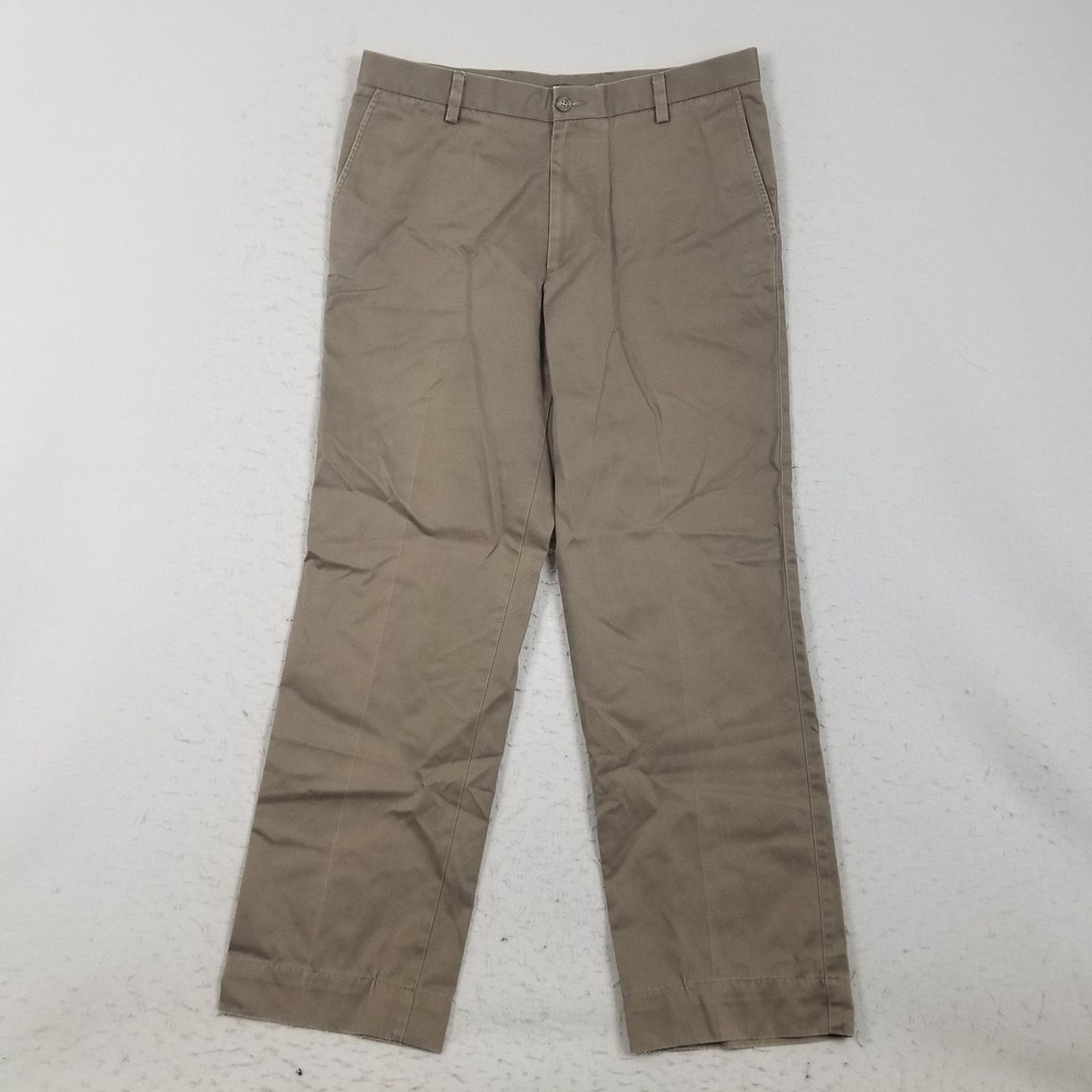 Dockers D2 Pants Mens 36x32 Beige Khakis Canvas Flat Front Casual Straight Leg